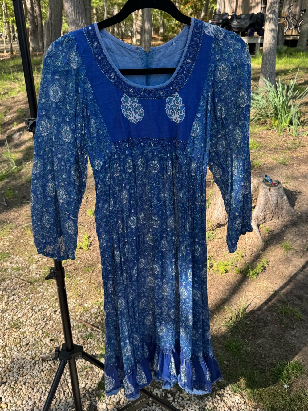 Blue Floral Boho Midi Dress - Vintage Brand